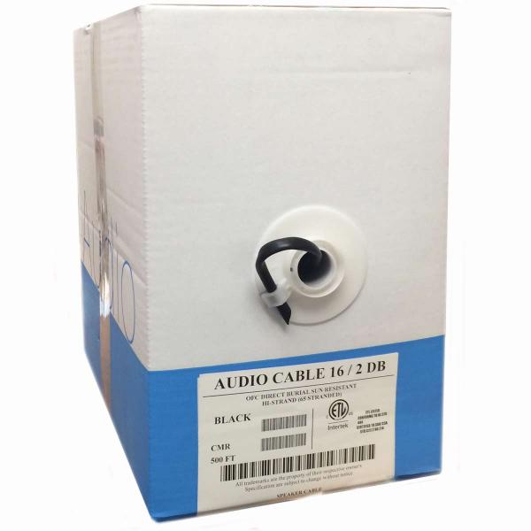 500 ft. 16AWG Speaker Cable - 2 Conductor - CMR/CL3R Fire Rated - Outdoor/Direct Burial - Black